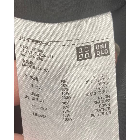 T Down by Theory X Uniqlo Puffer Coat Dual Zipper Colorblock Navy Black Womens L - Picture 5 of 5